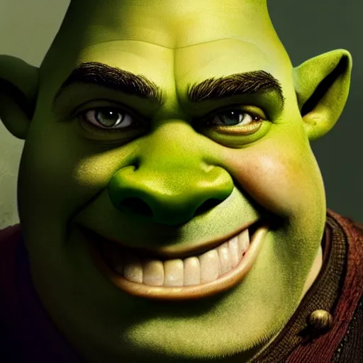 Image similar to travor philips as shrek face, highly detailed, digital painting, artstation, concept art, sharp focus, illustration, art by greg rutkowski and alphonse mucha