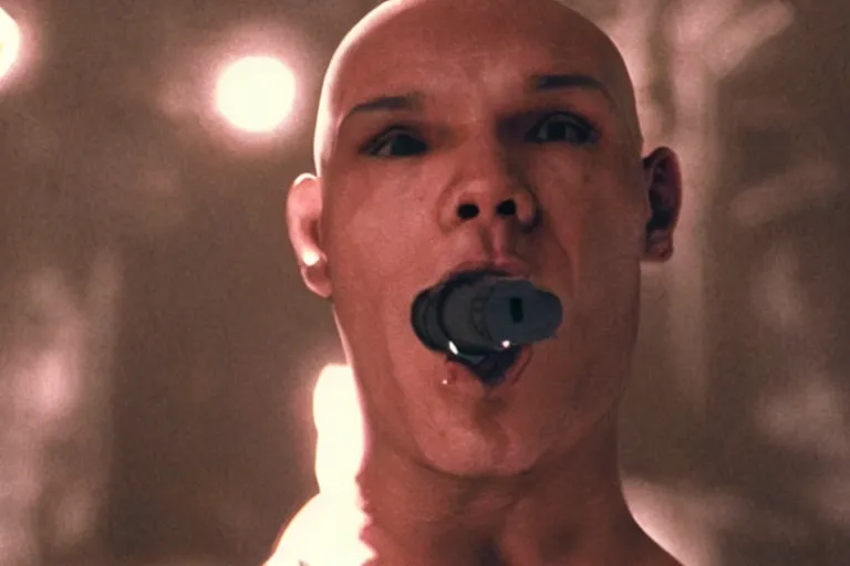 Image similar to cyborg - pitbull taking a selfie, in hell, in 1 9 6 5, y 2 k cybercore, industrial low - light photography, still from a kiyoshi kurosawa movie