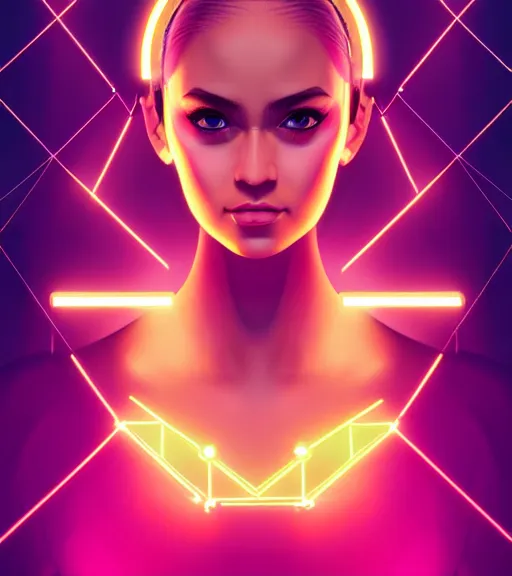 Image similar to symmetry!! latin princess of technology, solid cube of light, hard edges, product render retro - futuristic poster scifi, lasers and neon circuits, beautiful woman latin princess, intricate, elegant, highly detailed, digital painting, artstation, concept art, smooth, sharp focus, illustration, dreamlike, art by artgerm