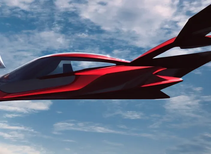 Prompt: flying tesla car concept in 2050s, unreal engine 8k