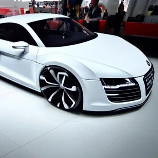 Image similar to a volkswagen audi r8 v10 concept car in a showroom :: Gran turismo concept art