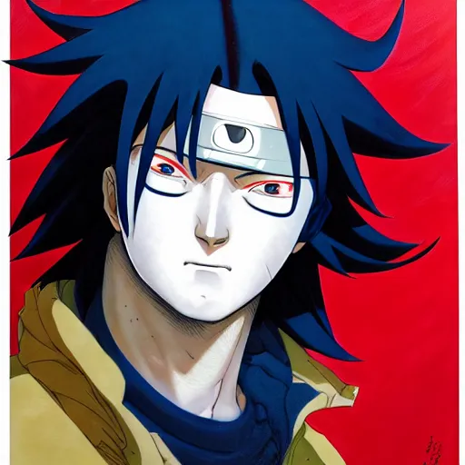 Image similar to prompt : madara uchiha portrait soft light painted by james jean and katsuhiro otomo and erik jones, inspired by akira anime, smooth face feature, intricate oil painting, high detail illustration, sharp high detail, manga and anime 1 9 9 9