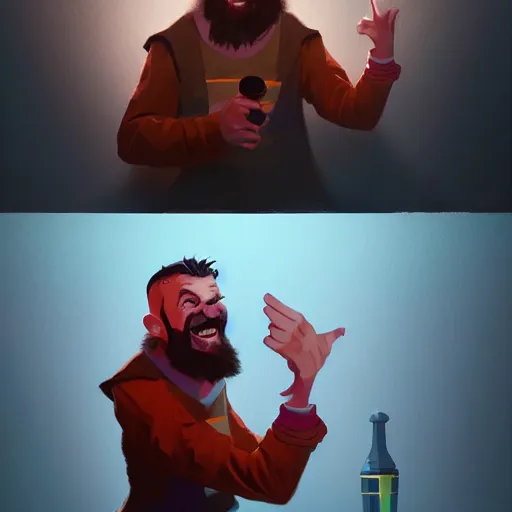 Image similar to portrait of an hilarious laughing funny croatian man, best memories from a stand - up comedy show, in a croatian building, dramatic lighting, unreal engine, by anton fadeev, by nolan, by greg rutkowski, trending on artstation