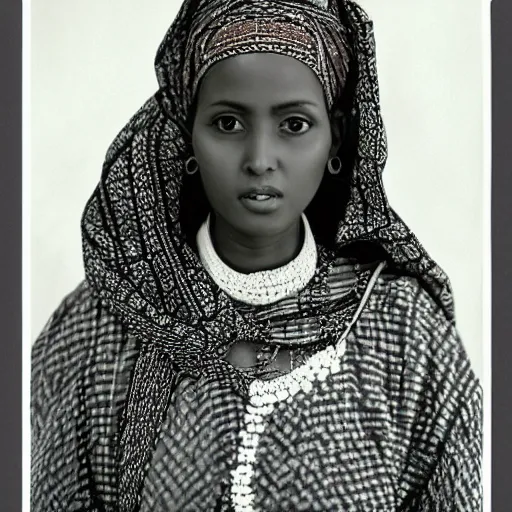 Image similar to somali woman, somali traditional dress & attire, vintage, intricate, dreamy, studio ghibli