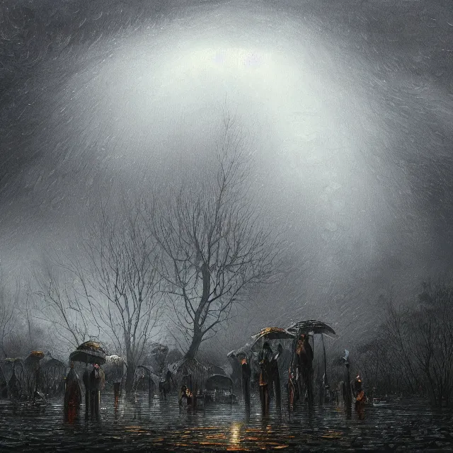 Prompt: a painting of rainfall by johfra bosschart, dark fantasy art, high detail, trending on artstation