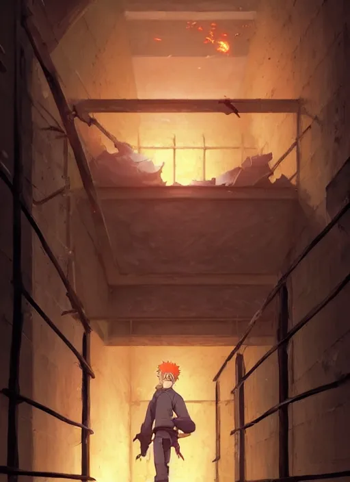 Prompt: highly detailed prison cell with naruto uzumaki with black hair, training behind metal bars, powerfully punching a wall, art by greg rutkowski, loish, rhads, ferdinand knab, makoto shinkai and lois van baarle, ilya kuvshinov, rossdraws, tom bagshaw, global illumination, radiant light, detailed and intricate environment