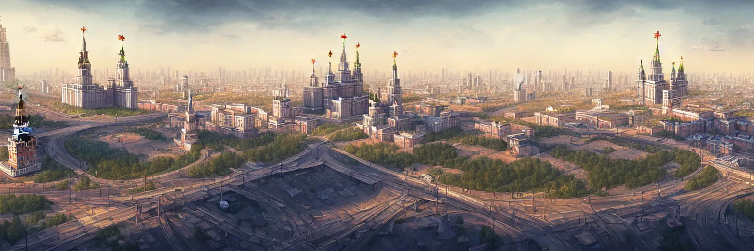 Image similar to a beautiful highly detailed matte painting of a Moscow city, by Jose Daniel Cabrera Pena and Leonid Kozienko concept art by Tooth Wuan