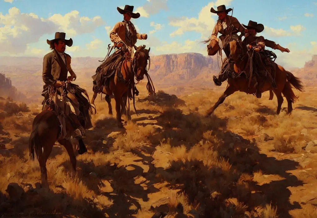 Image similar to greg manchess painting of wild west scenery in the year 1 8 5 0, painting, trending on artstation, by huang guangjian and gil elvgren and sachin teng