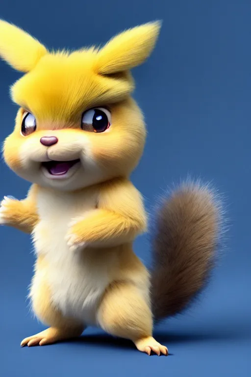 Image similar to high quality 3 d render hyperrealist very cute multipastel fluffy! happy griffin chipmunk hybrid with fluffy wings!, vray smooth, in the style of detective pikachu, hannah yata charlie immer, dramatic yellow light, low angle, uhd 8 k, sharp focus