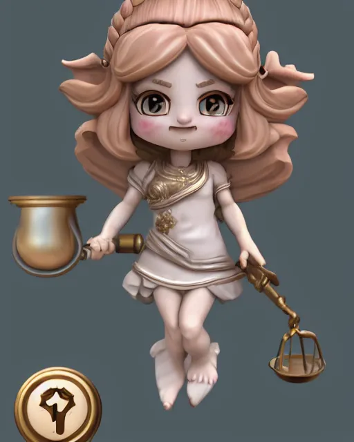 Prompt: lady justice mini cute style, highly detailed, rendered, ray - tracing, cgi animated, 3 d demo reel avatar, style of maple story