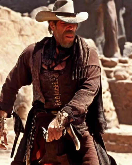 Image similar to film still close up shot of ron perlman in the movie a fistful of dollars. photographic, photography