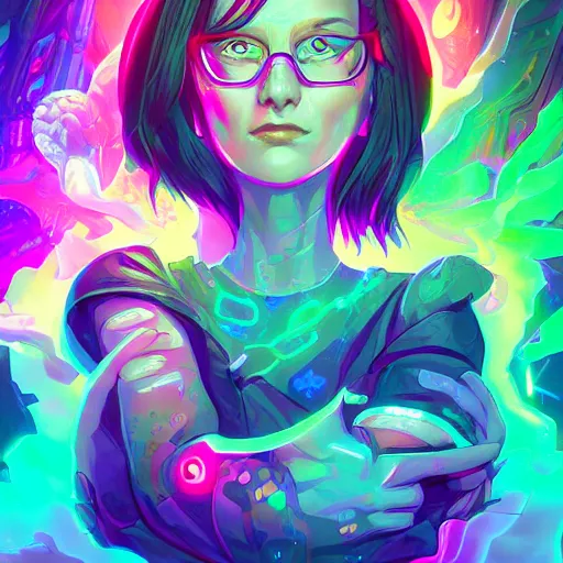 Image similar to skill magic geek inside matrix deepdream radiating a glowing aura stuff loot legends stylized digital illustration video game icon artstation lois van baarle, ilya kuvshinov, rossdraws,