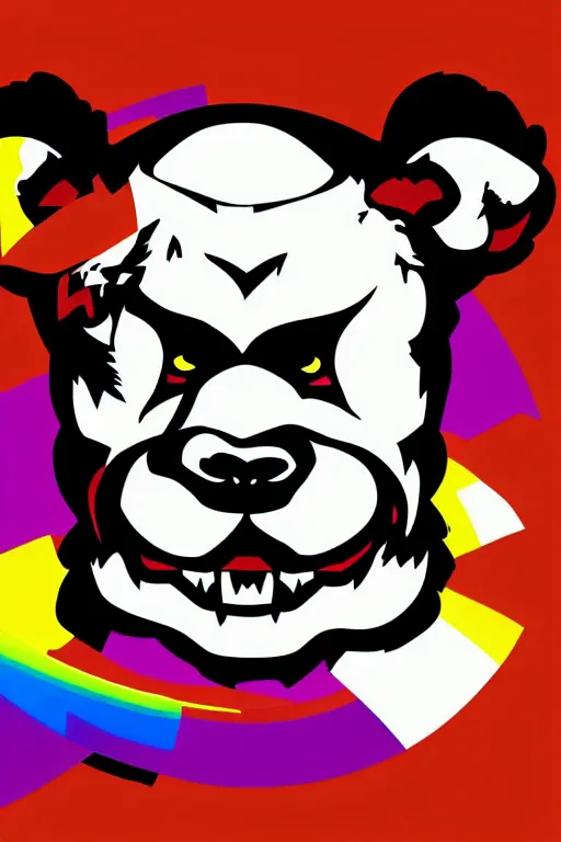 Prompt: in the style of a vector e-sports sticker portrait of an evil teddy bear, highly detailed, colourful, 8k wallpaper