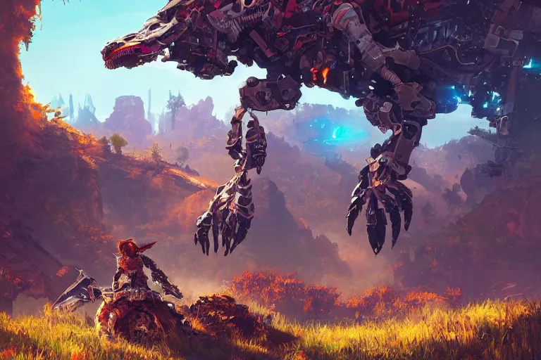 Image similar to burrower machine mecanical creature robot of horizon forbidden west horizon zero dawn bioluminiscence global illumination ray tracing hdr fanart arstation by ian pesty and alena aenami artworks in 4 k