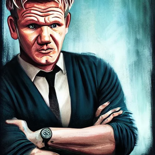 Image similar to gordon ramsay turning into a horrible horrific cthulu lovecraftian monster in the style of greg rutkowski