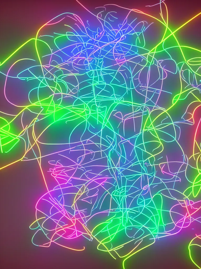 Image similar to neon glowing neural network by disney concept artists, blunt borders, rule of thirds