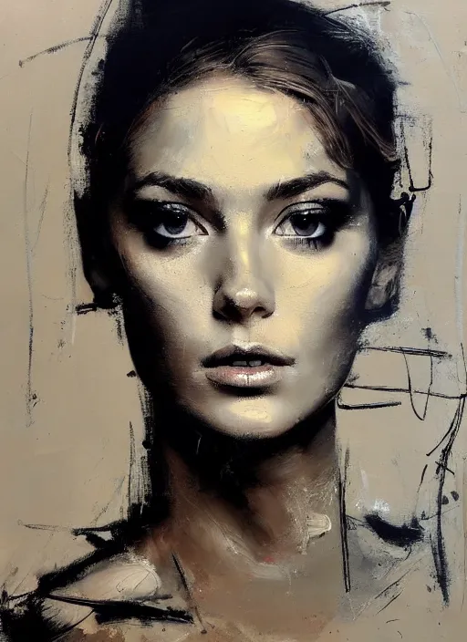 Prompt: painting of a gorgeous young woman in the style of Guy Denning, realistic, sharp focus, 8k high definition, insanely detailed, intricate, elegant, art by Guy Denning and Jackson Pollock