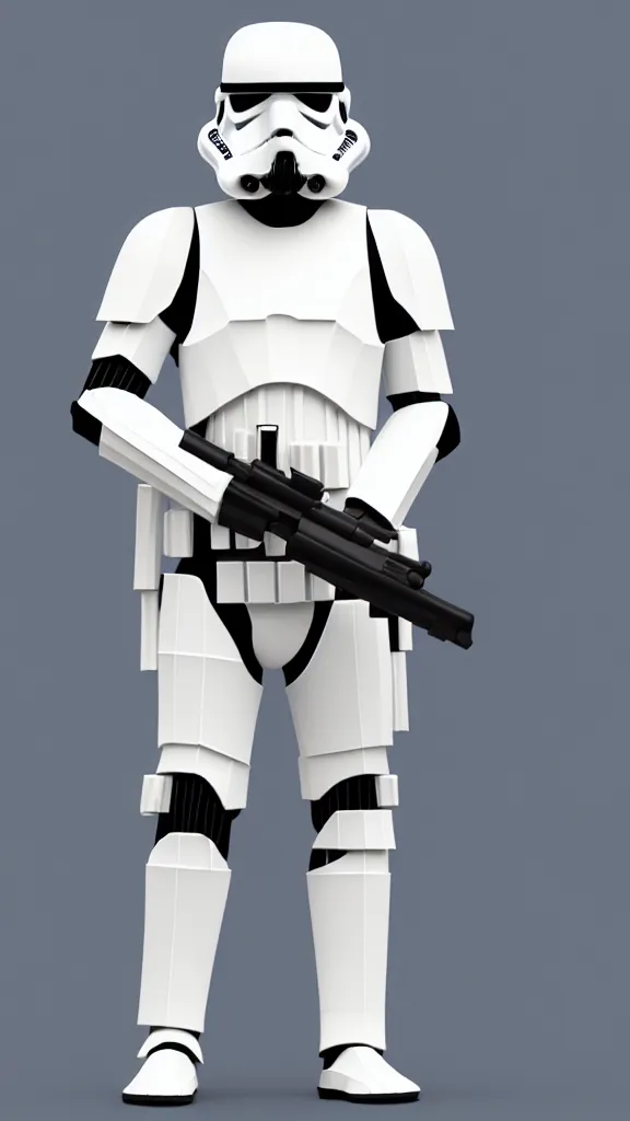 Image similar to a stormtrooper as a low - poly, blocky, basic shapes, low detail, hard edges, 3 d render - isometric. minimalistic. color harmony, 8 k detail, gallery quality, hd wallpaper, premium prints available, hyper - detailed, intricate design.