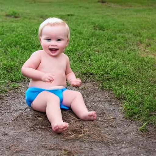 Prompt: toddler wearing pampers