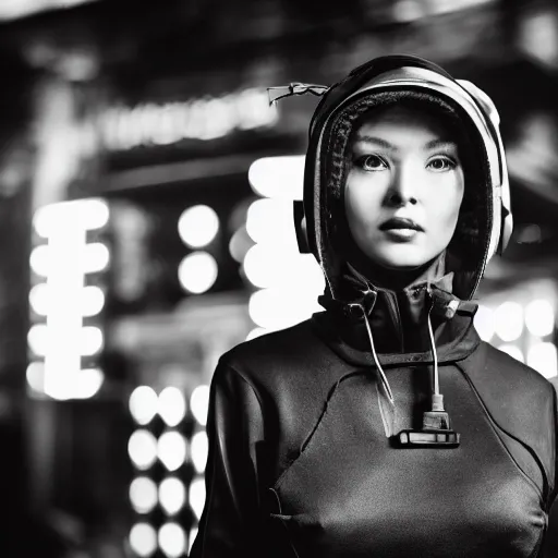 Image similar to photograph of a retro techwear women near the bar of a packed busy rundown nightclub, retrofuturism, brutalism, cyberpunk, sigma 85mm f/1.4, 15mm, 35mm, tilted frame, long exposure, 4k, high resolution, 4k, 8k, hd, wide angle lens, highly detailed, full color, harsh light and shadow