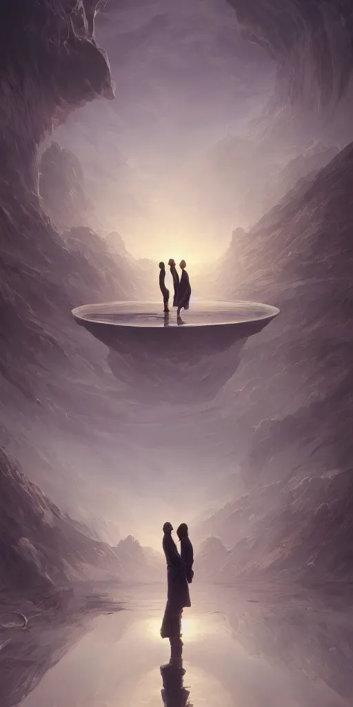 Prompt: symmetry!! surreal landscape of a dream, a couple in love, very detailed, serene, peaceful, perfect lighting, perfect composition, digital art, illustration, artstation, artgerm, derek zabrocki, greg rutkowski, 4 k