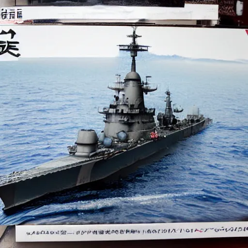 Image similar to close photo of the scale model kit of ww2 japanese battleship kongou, realistic photo