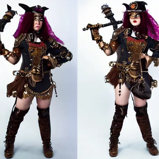 Image similar to full body photo of a female steampunk Valkyrie warrior