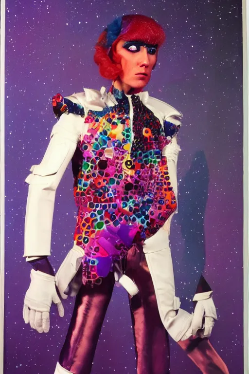 Image similar to portrait davis taylor brown dressed in 1 9 8 1 space fantasy fashion, avante garde