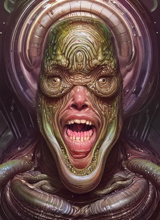 Image similar to elon musk as slimy mollusk character, drool, full body portrait, intricate, elegant, highly detailed, digital painting, artstation, concept art, wallpaper, smooth, sharp focus, illustration, art by h. r. giger and artgerm and greg rutkowski and alphonse mucha