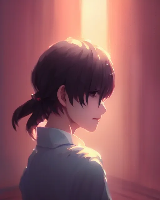 Prompt: kyoto animation, woman with short hair, beautiful, detailed portrait, cell shaded, 4 k, concept art, by wlop, ilya kuvshinov, artgerm, krenz cushart, greg rutkowski, pixiv. cinematic dramatic atmosphere, sharp focus, volumetric lighting, cinematic lighting, studio quality