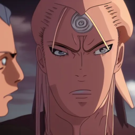 Image similar to elrond tells naruto he is his father, ultra realistic, uhd, 8 k, cinematic, golden hour, beautiful