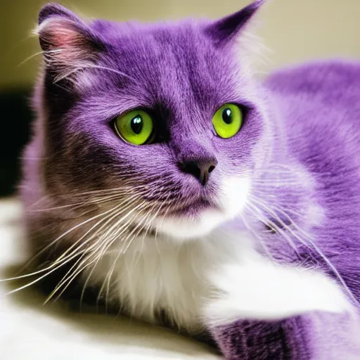 Prompt: photo of a purple cat