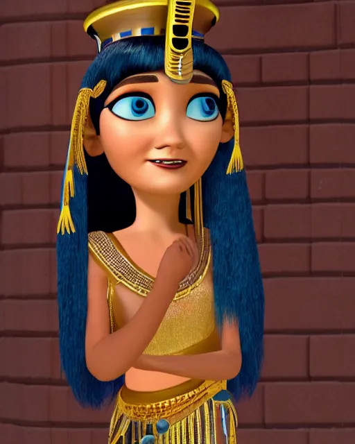 Prompt: cleopatra as a pixar character, head and shoulders