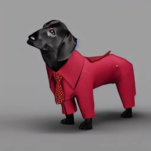 Prompt: photorealistic dog wearing business suits from vogue magazine