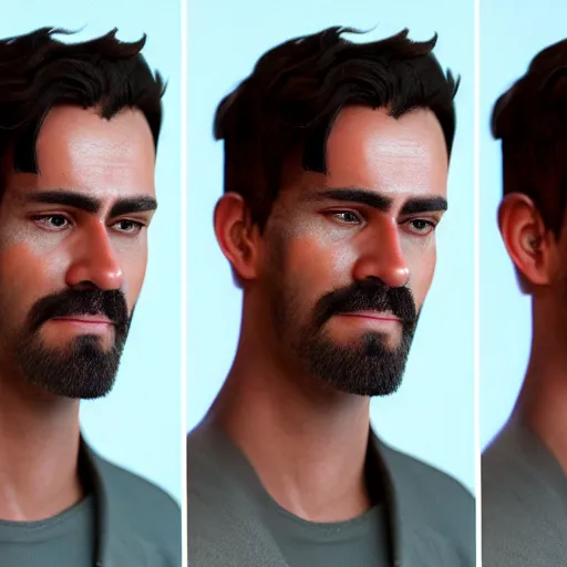 Image similar to man portrait from different angles, octane render unreal