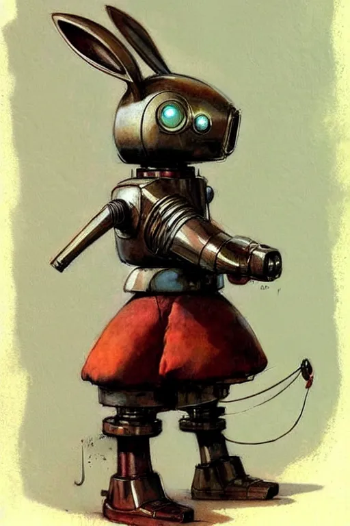 Image similar to adventurer ( ( ( ( ( 1 9 5 0 s retro future robot android rabbit. muted colors. ) ) ) ) ) by jean baptiste monge!!!!!!!!!!!!!!!!!!!!!!!!! chrome red