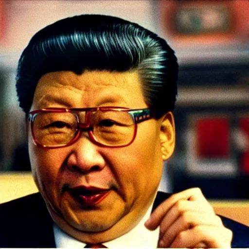 Image similar to xi jinping as raoul duke in fear and loathing in los vegas, cinematic still, hdr ( 1 9 9 8 )