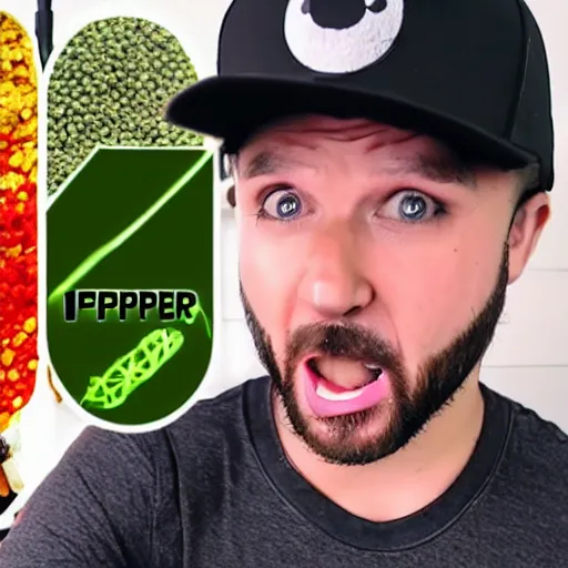 Prompt: Anti-Fitness Youtuber takes on the spiciest pepper in the world challenge [tears] [hospitalized]