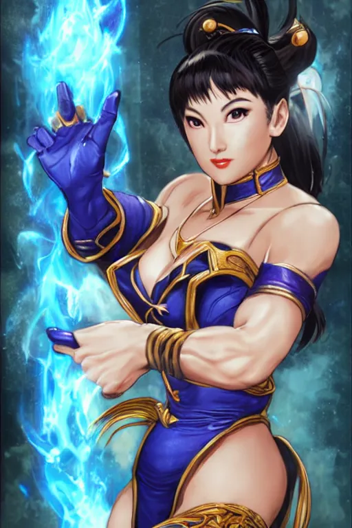 Prompt: chun li magic the gathering card