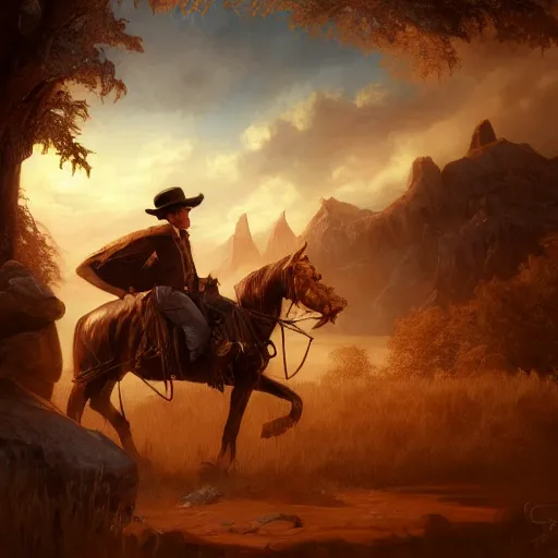 Image similar to old west outlaw, sharp focus, intricate, elegant, digital painting, artstation, matte, highly detailed, concept art, illustration, volumetric lighting, bokeh light, art by greg olsen and liz lemon swindle