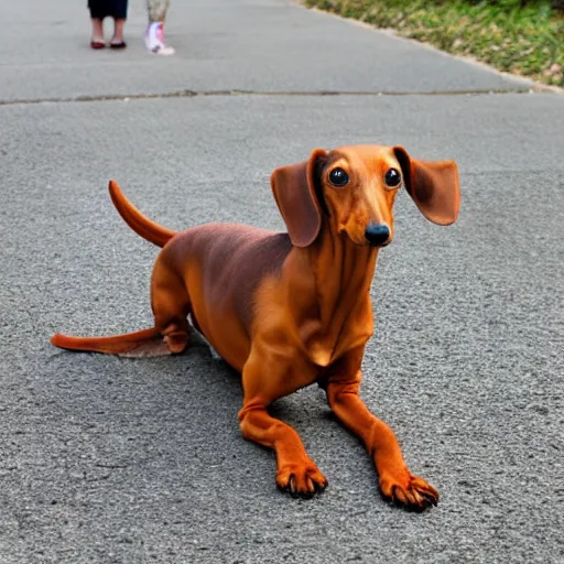 Image similar to realistic photo of a extra long dachshund dog