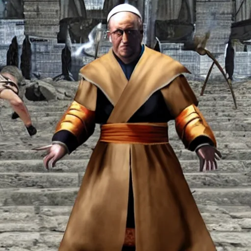 Image similar to the pope as a mortal kombat character