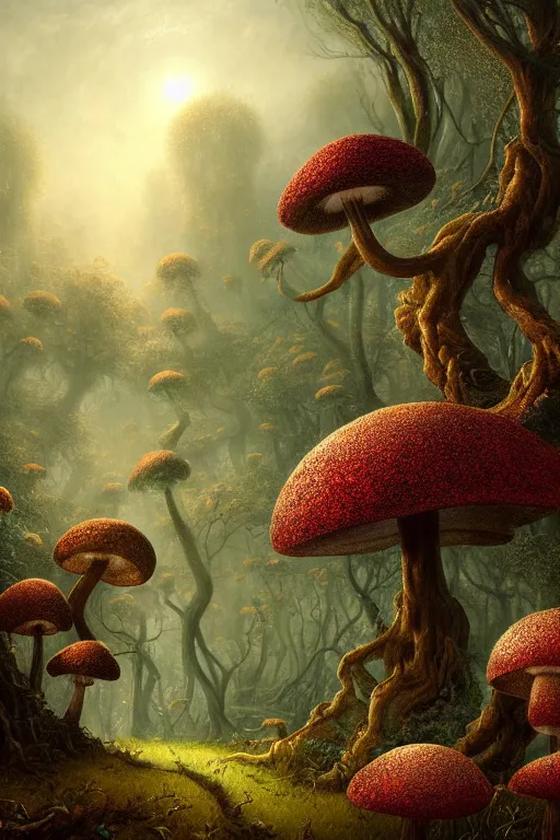 Image similar to a beautiful digital illustration painting of a detailed gothic fantasy sparkles and overgrown roots, dark mushroom, flowers by benoit b. mandelbrot, steven belledin, martin johnson heade, lee madgwick, caspar david friedrich, and david rios ferreira. 8 k resolution trending on artstation concept art digital illustration