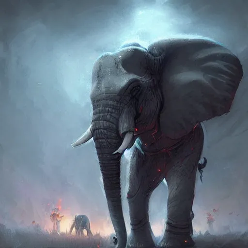 Image similar to elephant as a deathknight from world of warcraft by greg rutkowski