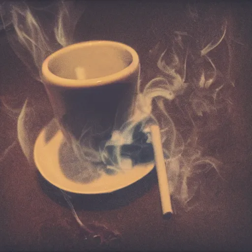 Image similar to drowning past regrets in tea and cigarettes