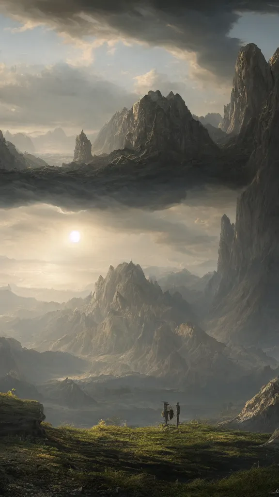 Prompt: A beautiful matte painting of a mysterious landscape, highly detailed, super wide angle