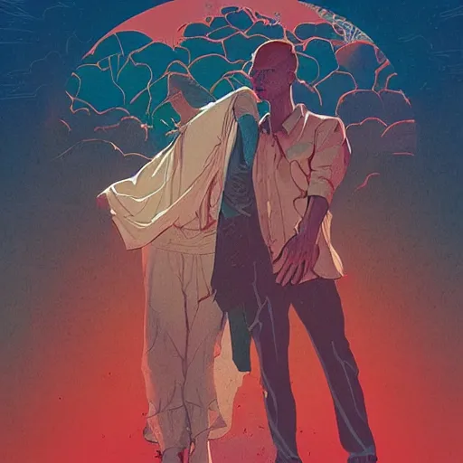 Prompt: poster artwork by Michael Whelan and Tomer Hanuka, Karol Bak of collective consciousness as imagined by Carl Jung, from scene from True Detective, clean, simple illustration, nostalgic, domestic, full of details