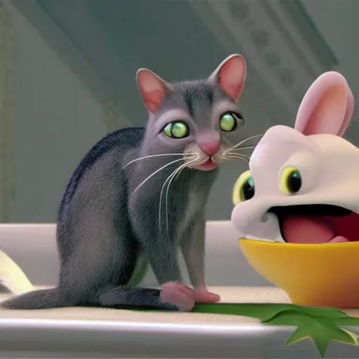 Image similar to Ratatouille but Alfredo Linguini is the cat Tom