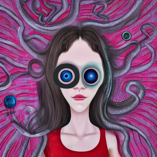 Image similar to surreal girl with 7 eyes