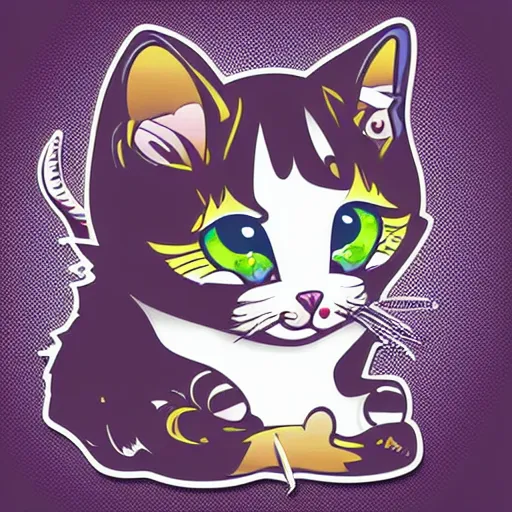 Image similar to Blood thirsty kitten, sticker, highly detailed, colorful, illustration, drama, smooth and clean vector curves, no jagged lines, vector art, smooth